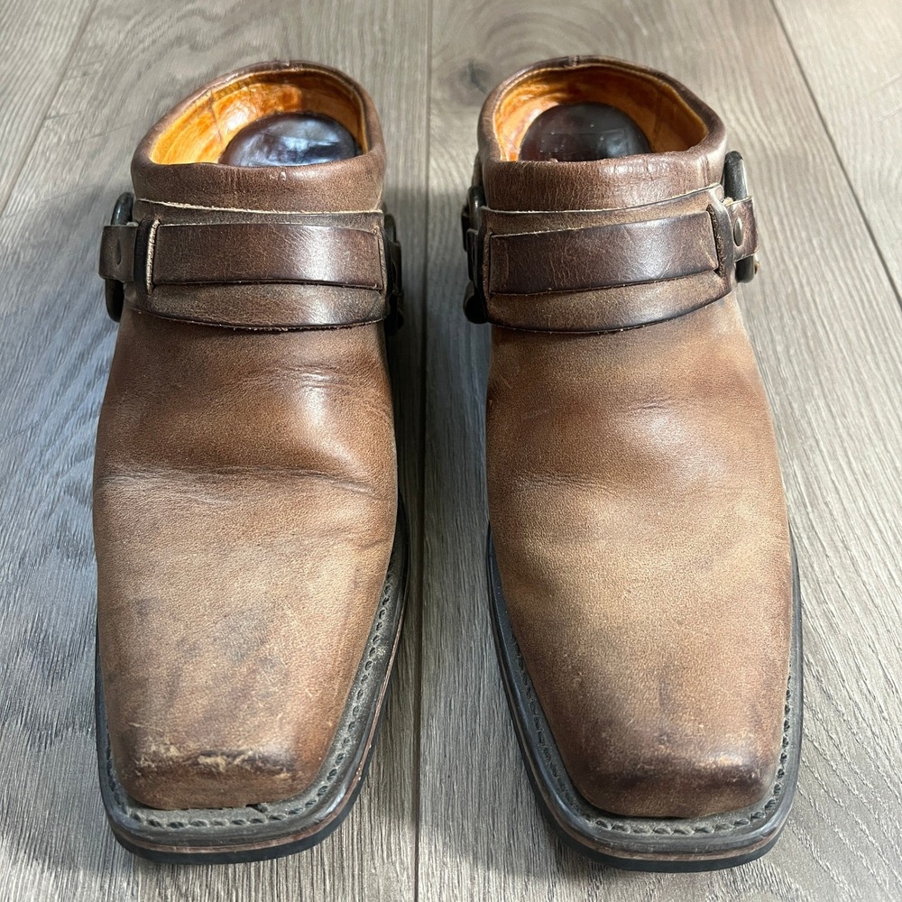 Frye Brown Leather Mule Clogs with Buckle Detail - Picture 14 of 15
